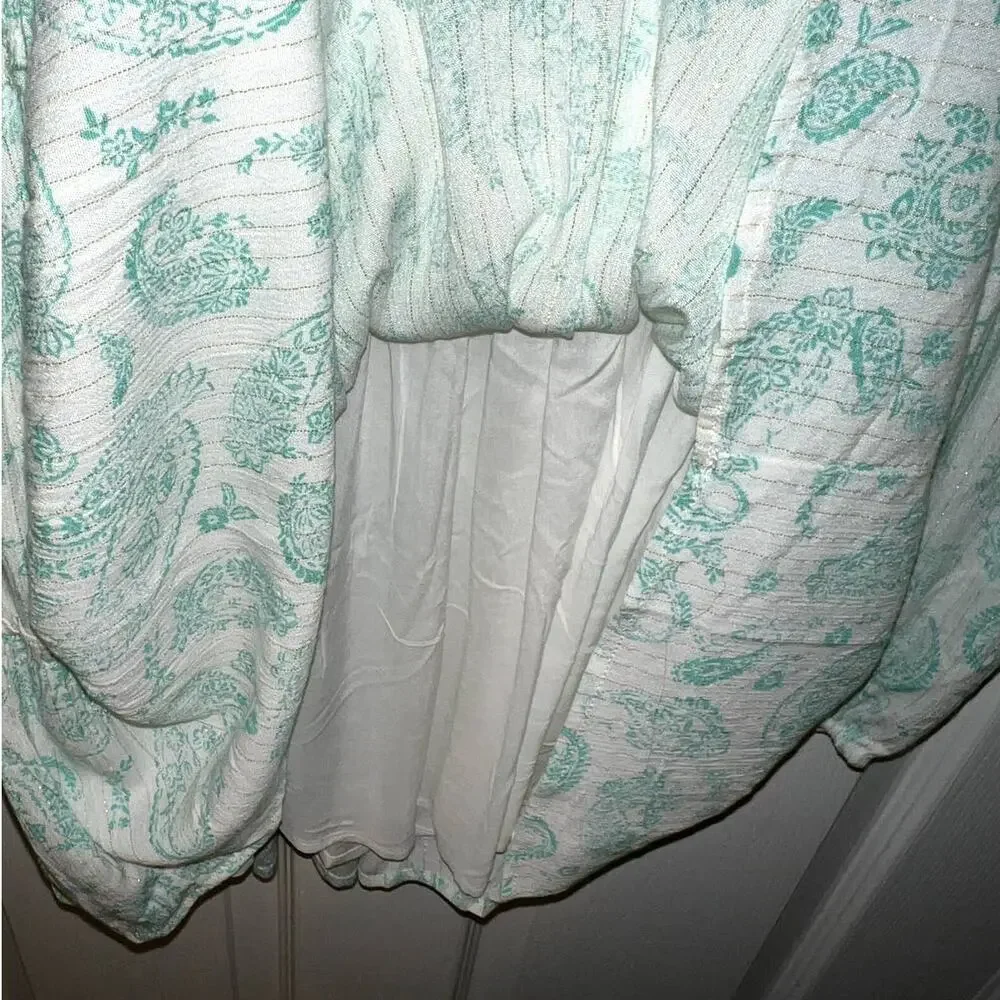New House of Harlow Ruffle Smocked Waistband Paisley Print Dress Size XS - Picture 5 of 7